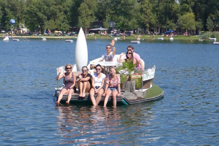 Vienna: Private Floating Island E-Boat Rental on Danube - The boat experience: joystick driving, anchor time, and easy entry